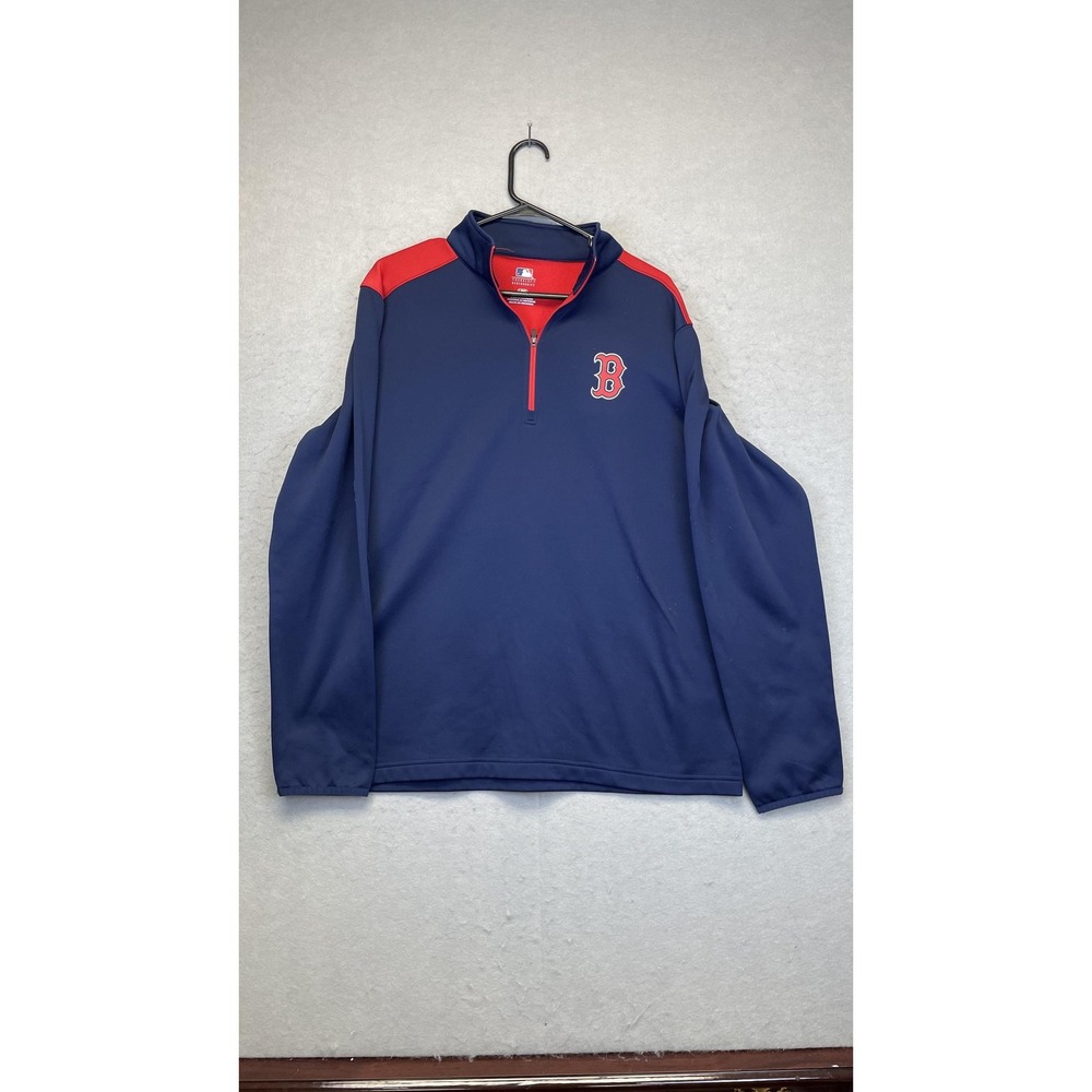Boston Red Sox Shirt Mens‎ Large Navy Red MLB Baseball Quarter Zip Pullover Top